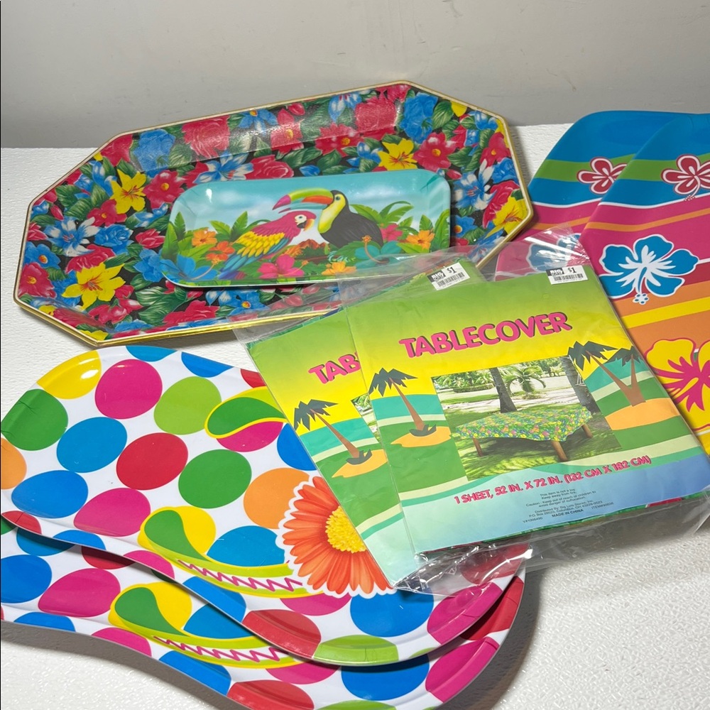Tropical Floral Party Tableware Assorted Items